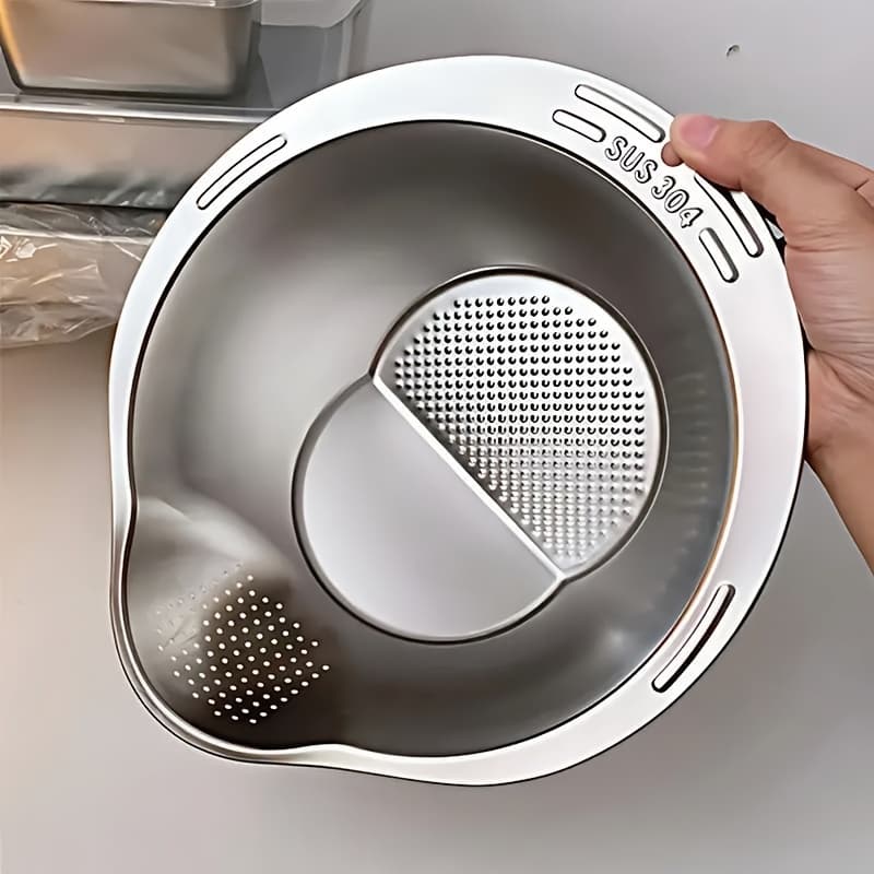Stainless Steel Rice Washer Strainer Bowl
