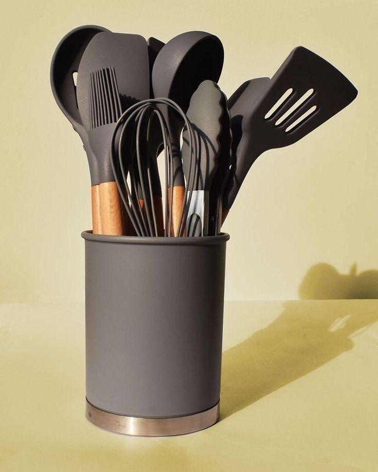 12pcs Wooden Silicone Kitchen Utensil set