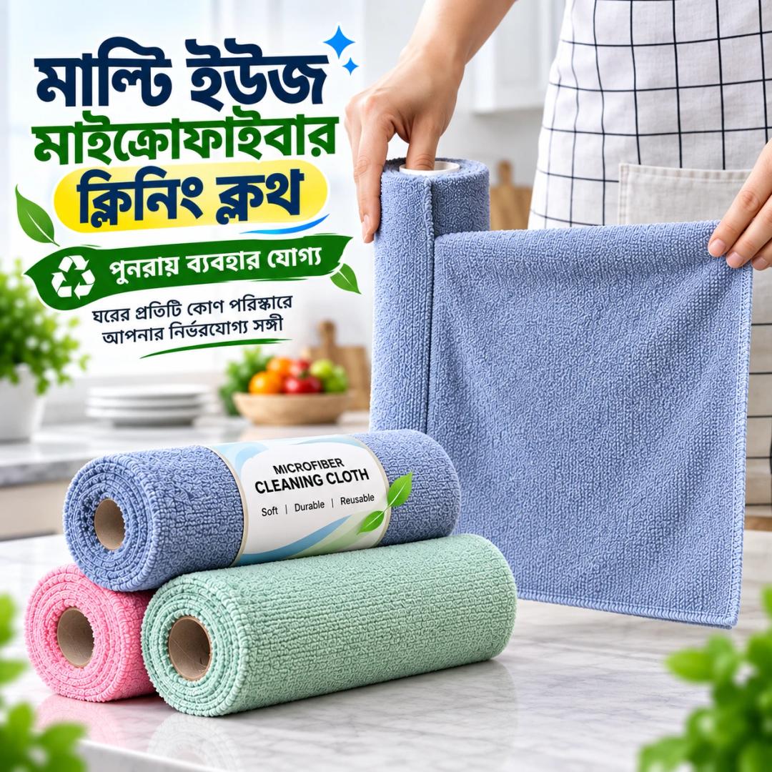 20Pcs Microfiber Cleaning Cloth Roll