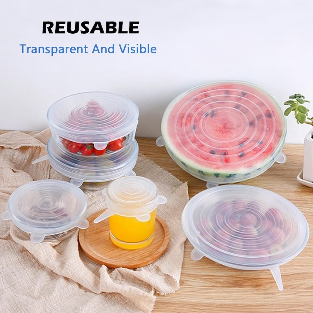 6 Pcs Silicone Lids Reusable Storage Bowl Cover