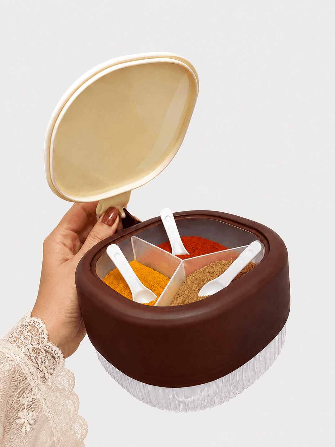 Kitchen Spice Storage Box with Lids & Spoons