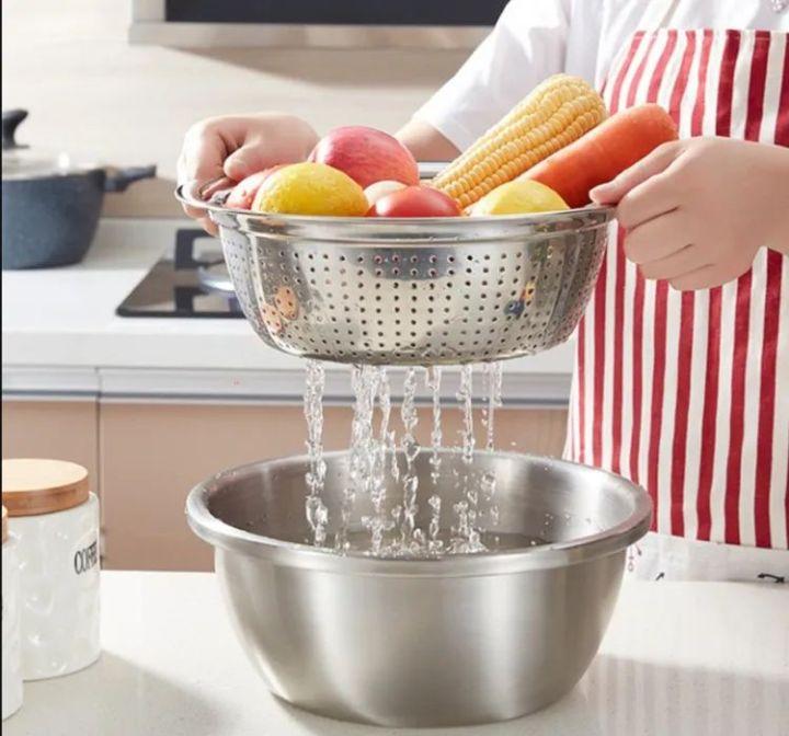 3-in-1 Stainless Steel Grating Basin & Vegetable Cutter
