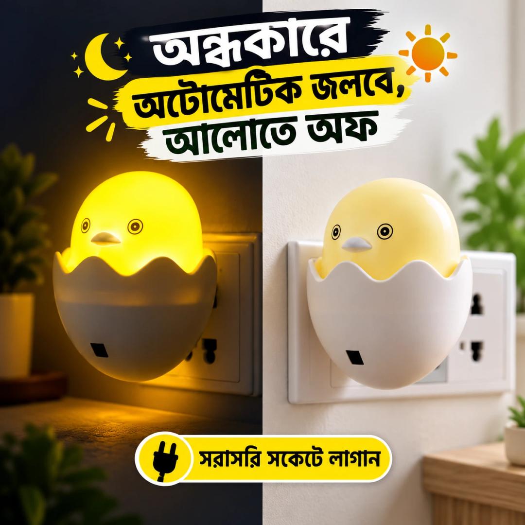 Yellow Duck Shaped LED Night Light with Sensor