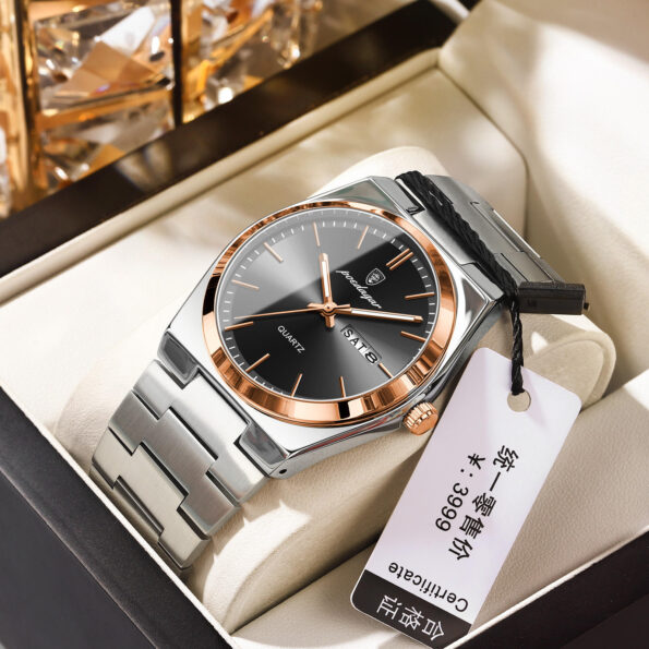 Watch for Men Elegant Ultra-thin Gemstone Design POEDAGAR 930 New Fashion Luminous Quartz Watches - Image 2