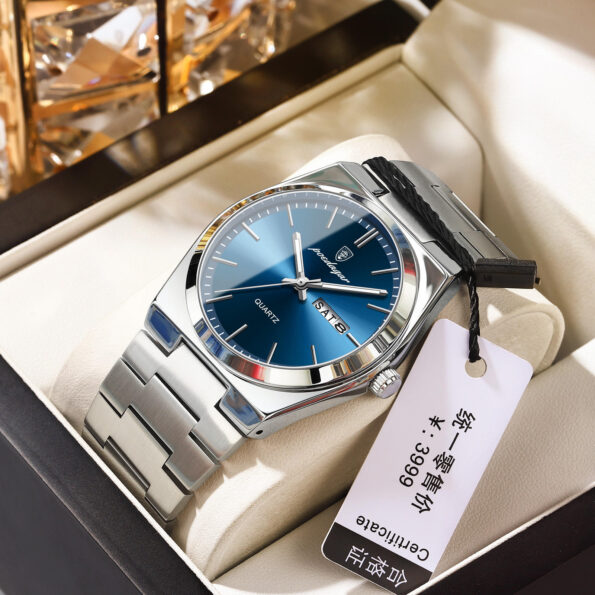Watch for Men Elegant Ultra-thin Gemstone Design POEDAGAR 930 New Fashion Luminous Quartz Watches - Image 3