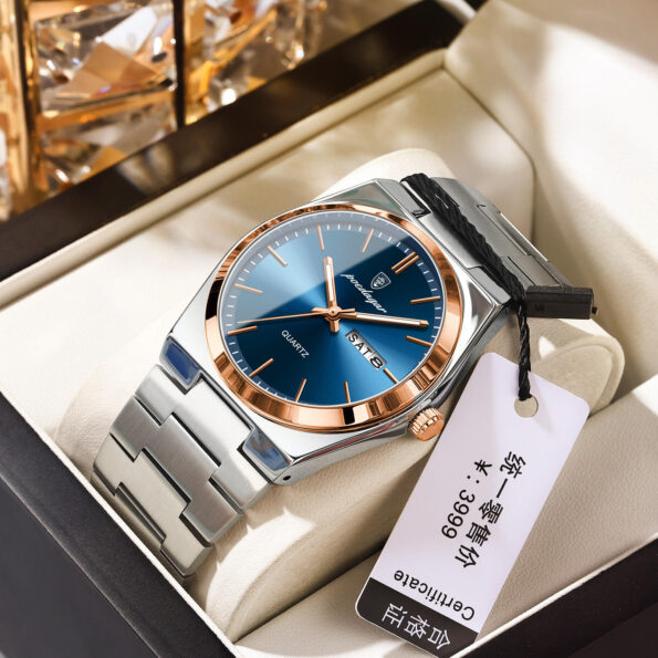 Watch for Men Elegant Ultra-thin Gemstone Design POEDAGAR 930 New Fashion Luminous Quartz Watches - Image 6