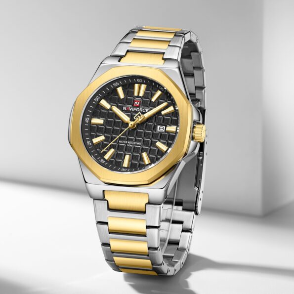 Naviforce 9258 CH For Men – Silver Gold Black