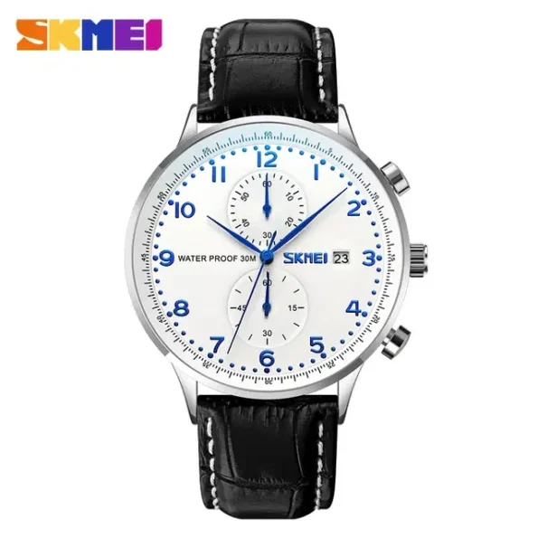 SKMEI 9301 Mens Top Brand Luxury Genuine Leather Strap Waterproof Date Wristwatch Watches - Image 9