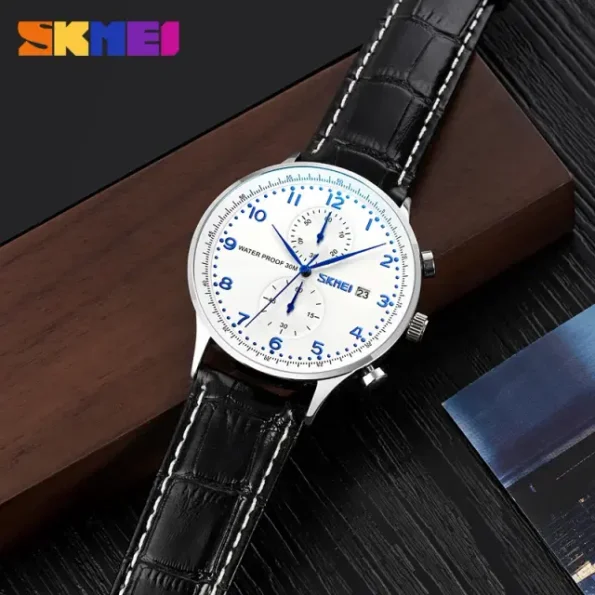 SKMEI 9301 Mens Top Brand Luxury Genuine Leather Strap Waterproof Date Wristwatch Watches - Image 10