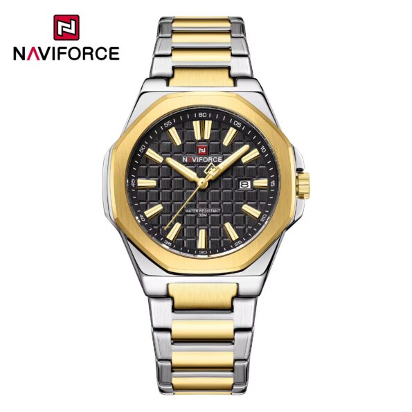 Naviforce 9258 CH For Men – Silver Gold Black - Image 2
